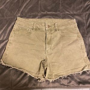 American Eagle Hi Rise Army Green Shorties